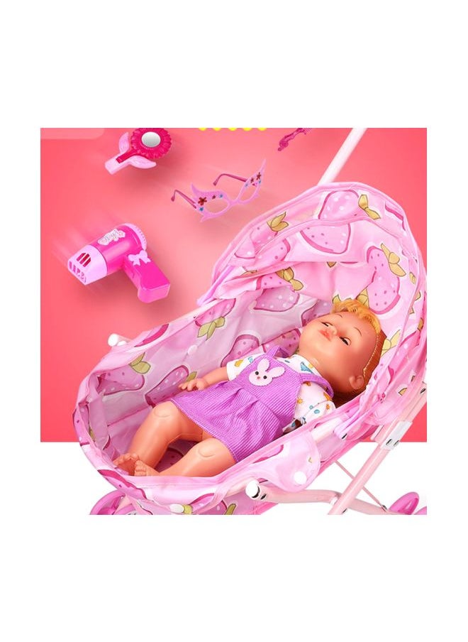 Kids Dolls With Foldable Stroller And Accessories  – Assorted