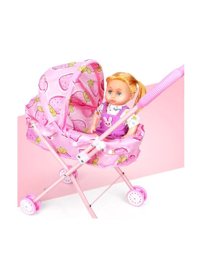 Kids Dolls With Foldable Stroller And Accessories  – Assorted