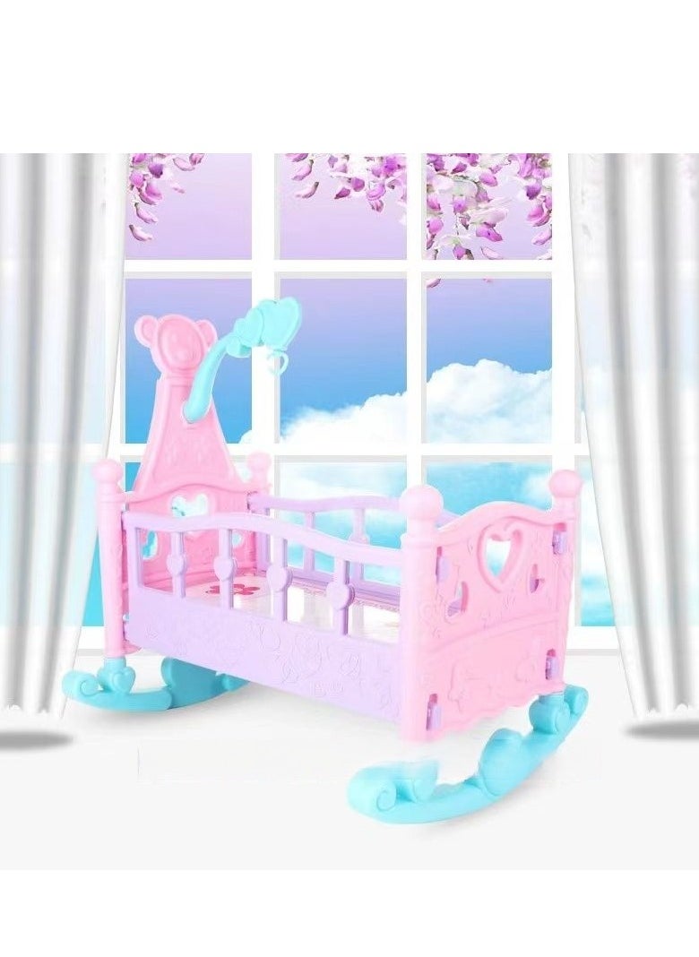 14-Inch Doll Play House Children's Toy Doll House Double Bed Shaker Snow White Bed Model Toy