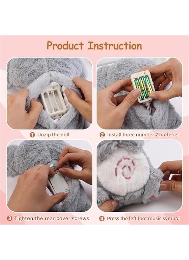Soothing Breathable Plush Toy For Newborns Music Lighting Sleep Doll Elephant Shape PP Cotton Short Plush Multi-Functional-Color:Breathing Elephant Ordinary-Height:28cm
