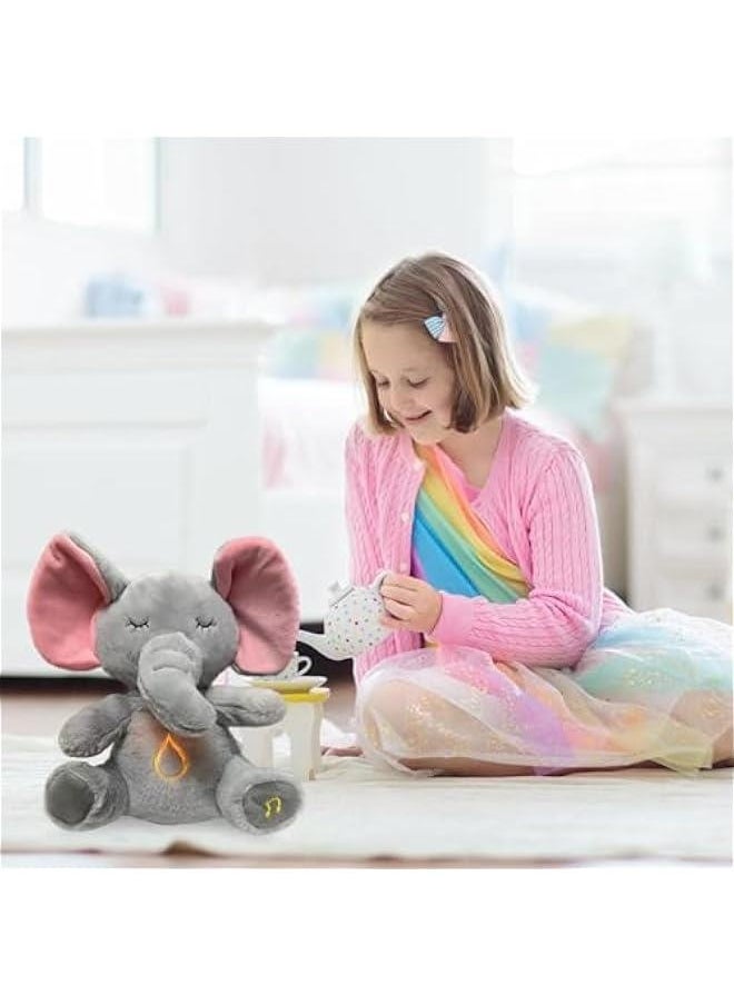 Soothing Breathable Plush Toy For Newborns Music Lighting Sleep Doll Elephant Shape PP Cotton Short Plush Multi-Functional-Color:Breathing Elephant Ordinary-Height:28cm