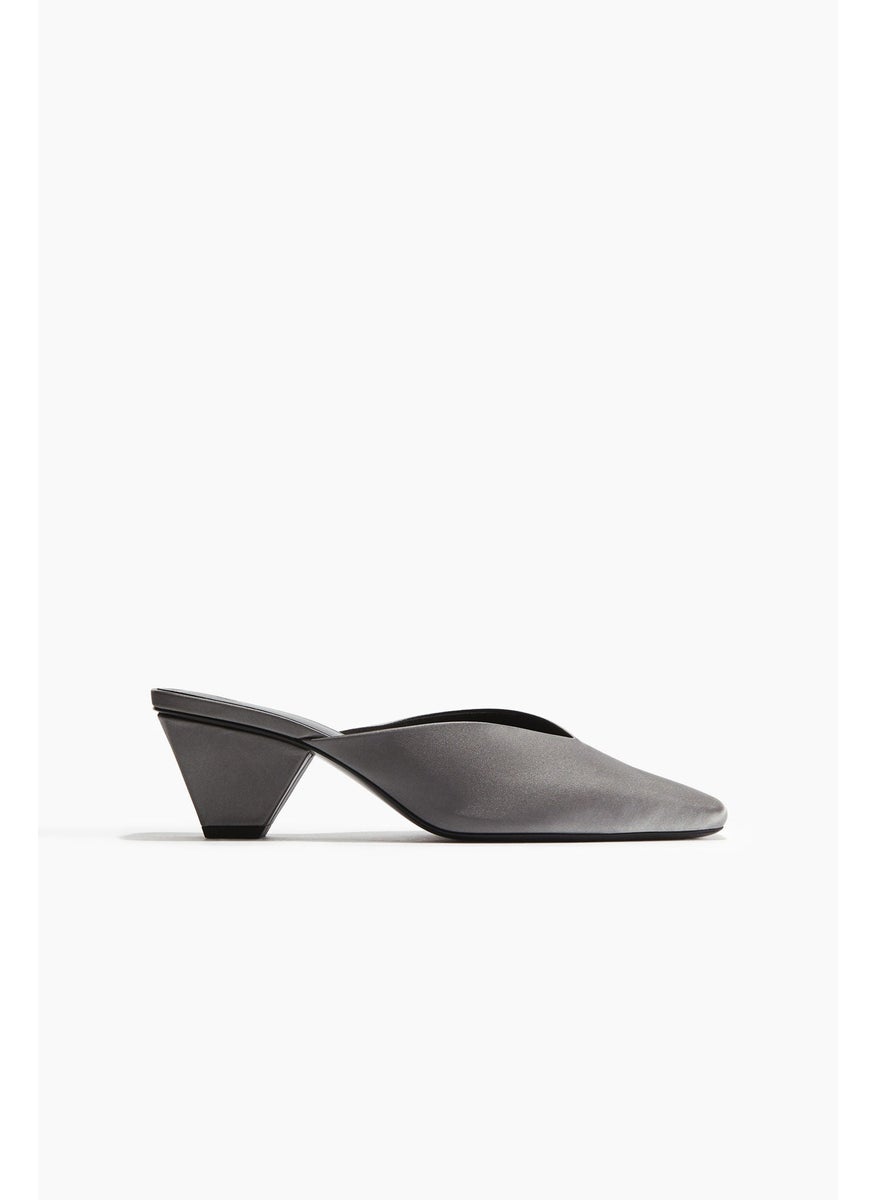 Cone-Heel Satin Mules