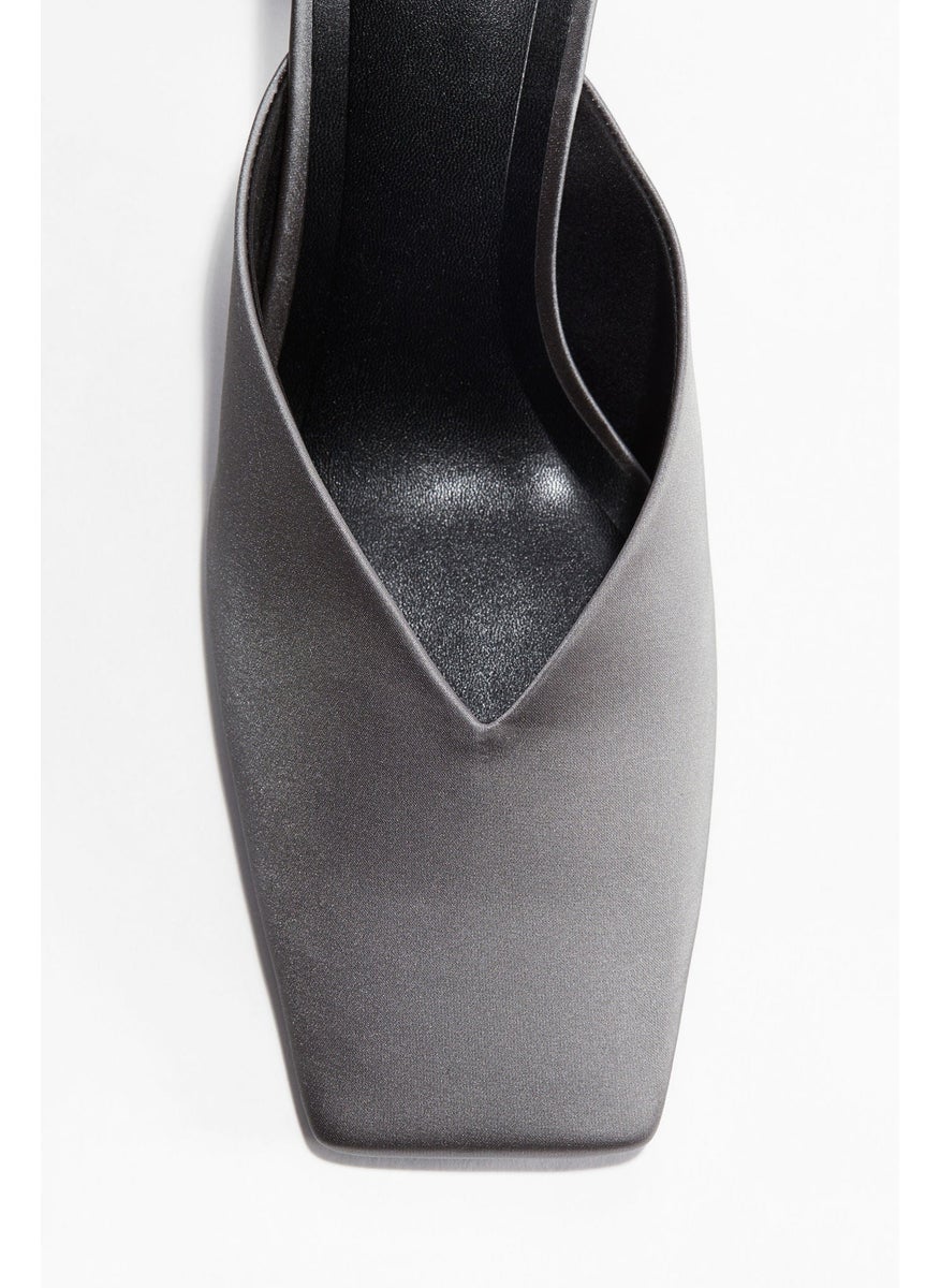 Cone-Heel Satin Mules