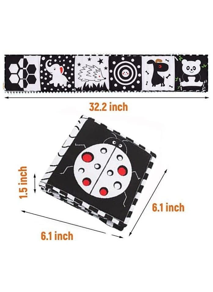 Baby Books 0-6 Months - Montessori Baby Sensory Toys Baby Newborn 0-3-6-9-12 Months Black  White High Contrast Soft Cloth Book Early Learning - Plank Time Toys Boys Girls Toddlers Baby Gifts