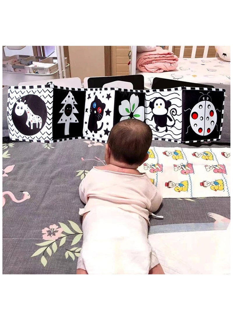 Baby Books 0-6 Months - Montessori Baby Sensory Toys Baby Newborn 0-3-6-9-12 Months Black  White High Contrast Soft Cloth Book Early Learning - Plank Time Toys Boys Girls Toddlers Baby Gifts