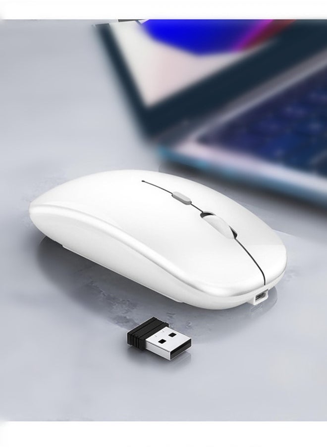 Wireless Mouse, Rechargeable Laptop Mouse, for Laptop/ PC (Bright White)