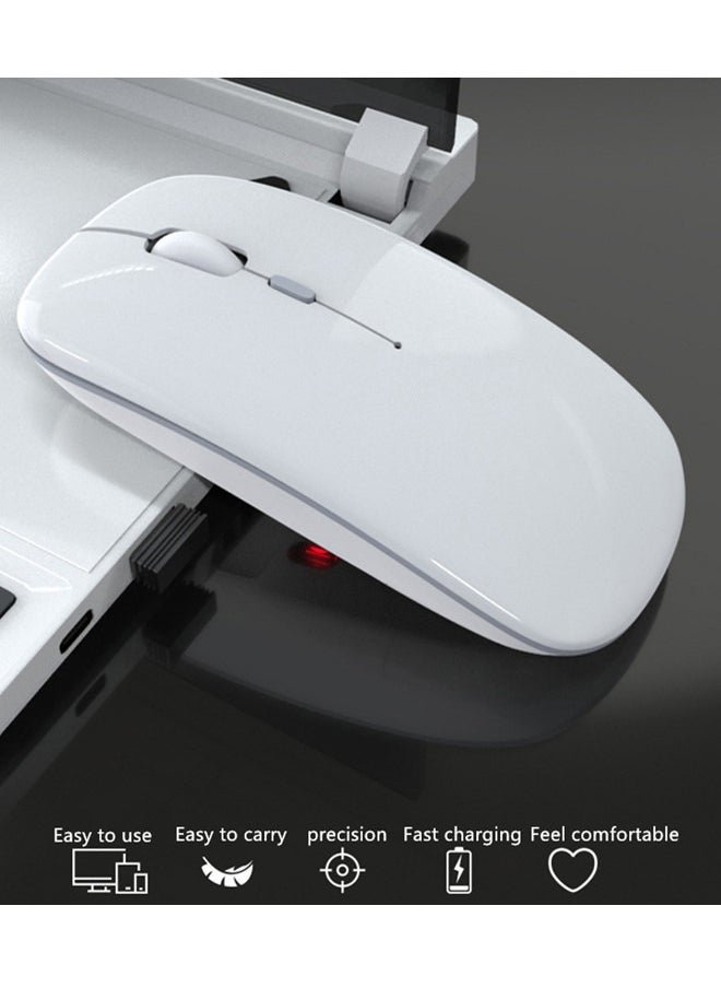 Wireless Mouse, Rechargeable Laptop Mouse, for Laptop/ PC (Bright White)