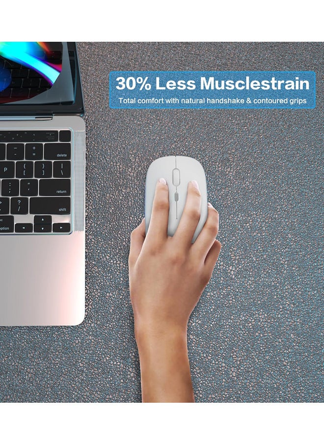 Wireless Mouse, Rechargeable Laptop Mouse, for Laptop/ PC (Bright White)