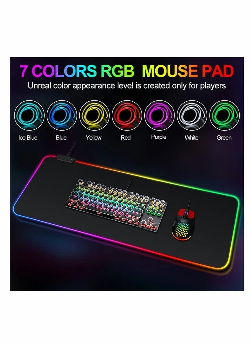 RGB Gaming Mouse Pad, Large Mousepad with 14 Lighting Modes 2 Brightness Levels, Big Mouse Mat LED Extended Mouse Pad Anti-Slip Waterproof, Computer Keyboard Mousepad Mat (31.5 x 11.8 Inch)
