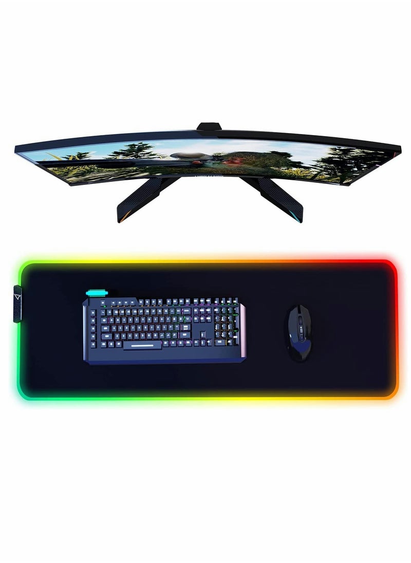 RGB Gaming Mouse Pad, Large Mousepad with 14 Lighting Modes 2 Brightness Levels, Big Mouse Mat LED Extended Mouse Pad Anti-Slip Waterproof, Computer Keyboard Mousepad Mat (31.5 x 11.8 Inch)