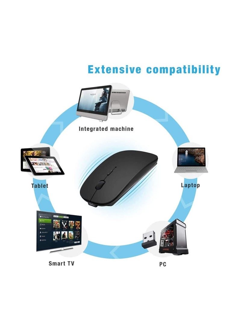 Rechargeable Wireless Mouse, 2.4GHz Slim Silent Click Wireless Optical Mouse, Long Range Wireless Mouse for Laptop  PC, Compatible with Mac, MacBook Pro  MacBook Air etc
