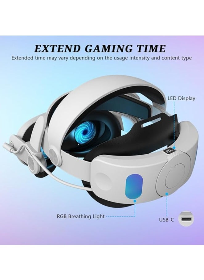 Meta quest 3 headband with battery, compatible with Quest 3-6000mAh adjustable battery strap with one-on release on and digital display, headband for enhanced support and extended playtime