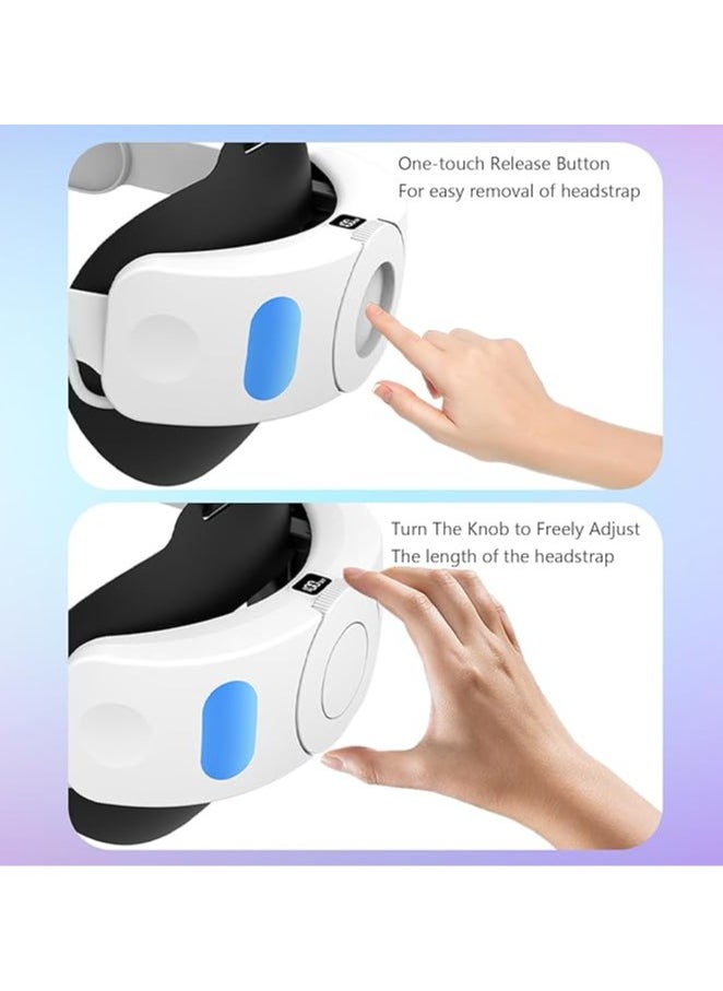Meta quest 3 headband with battery, compatible with Quest 3-6000mAh adjustable battery strap with one-on release on and digital display, headband for enhanced support and extended playtime