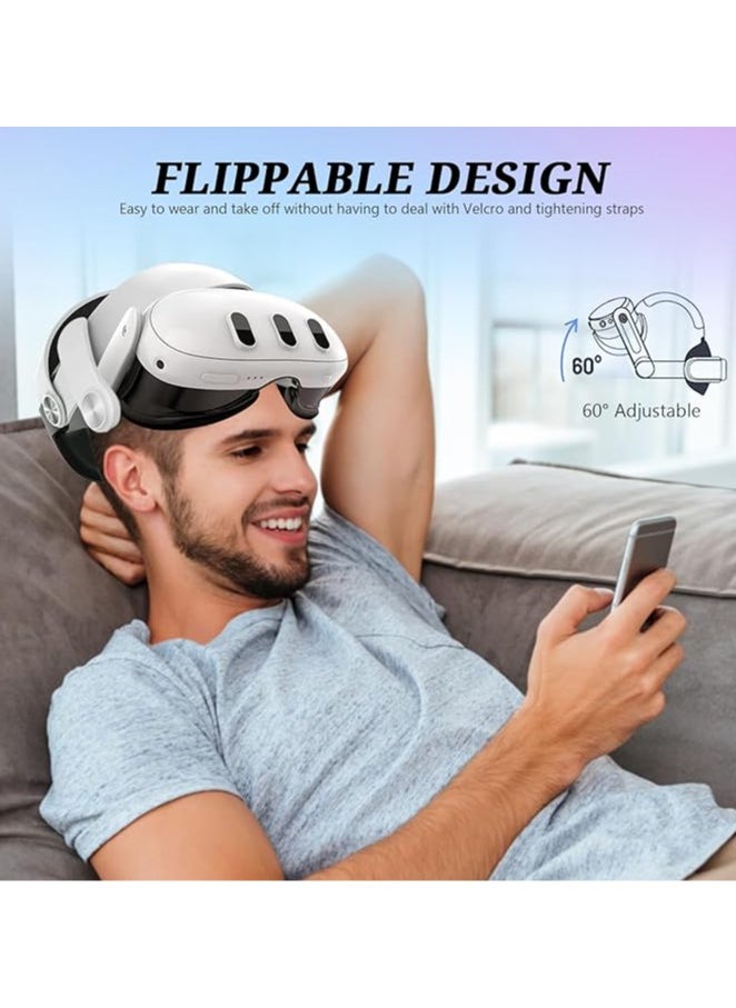 Meta quest 3 headband with battery, compatible with Quest 3-6000mAh adjustable battery strap with one-on release on and digital display, headband for enhanced support and extended playtime