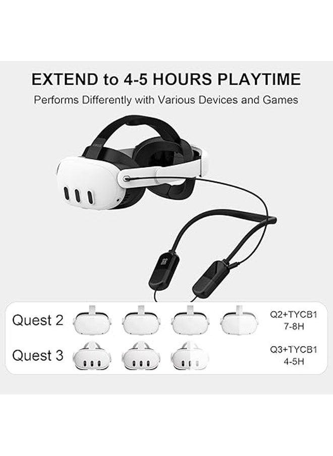 The 8000mAh dangling neck battery is compatible with Meta Quest 3/Oculus Quest 2/Oculas, fast charging VR headsets, portable power banks