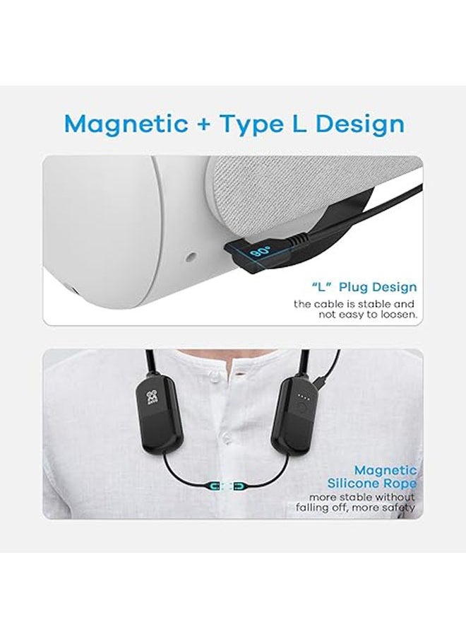 The 8000mAh dangling neck battery is compatible with Meta Quest 3/Oculus Quest 2/Oculas, fast charging VR headsets, portable power banks