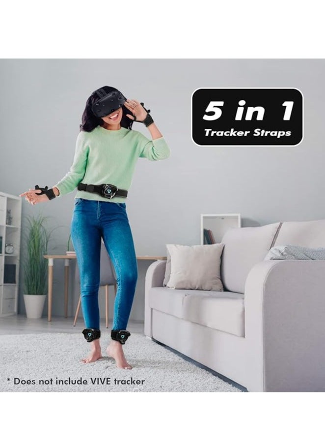AMVR 5-Piece VR Full Body Tracking Strap for HTC Vive Tracker 3.0 - Adjustable Motion Capture Tracking Strap (1 Body Tracking Strap + 2 Palm Strap + 2 Foot Bands, excluding Vive Tracker)