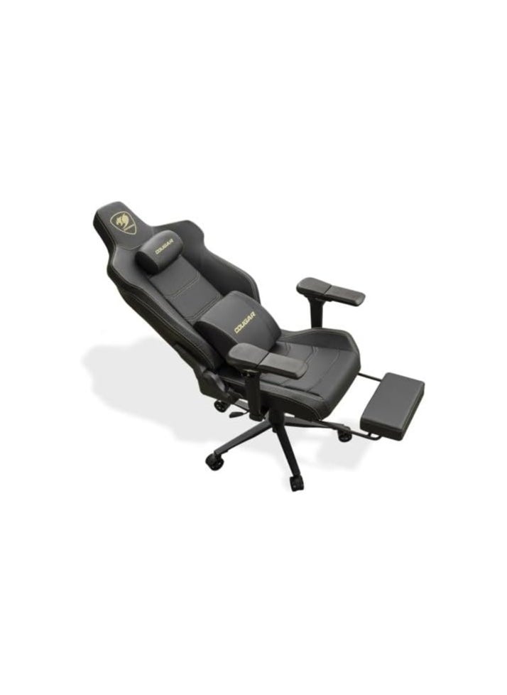 COUGAR Armor EVO M Gaming Chair with Breathable Premium PVC Leather, 5D Adjustable Armrests, Retractable Footrest, Lumbar Cushion, Magnetic Neck Pillow Foam Black