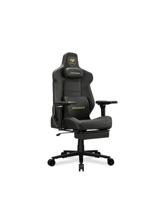 COUGAR Armor EVO M Gaming Chair with Breathable Premium PVC Leather, 5D Adjustable Armrests, Retractable Footrest, Lumbar Cushion, Magnetic Neck Pillow Foam Black