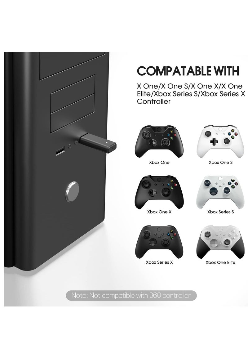 Wireless Adapter for Xbox One Controller - USB Dongle Compatible with PC, Laptops, Tablets, Windows 7/8/8.1/10/11, Works with Xbox One, One S, One X, Elite 1 & Elite 2 Controllers.