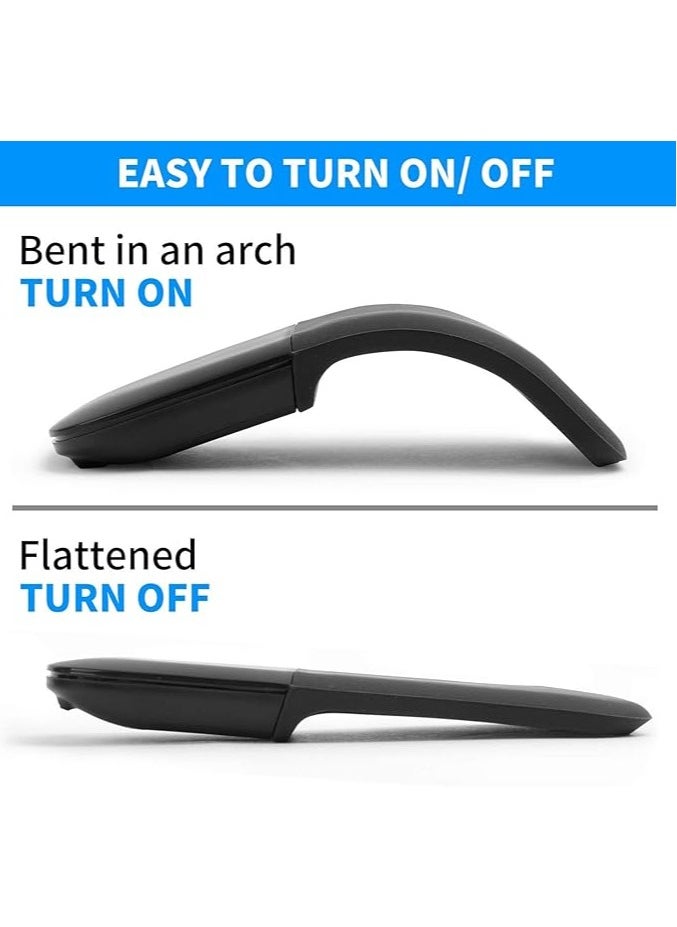 Bluetooth Curved Touch Mouse, Portable Wireless Foldable Mouse, Without USB Nano Receiver, Ergonomic Mini Optical Computer Mouse for Laptop Tablet Smartphone