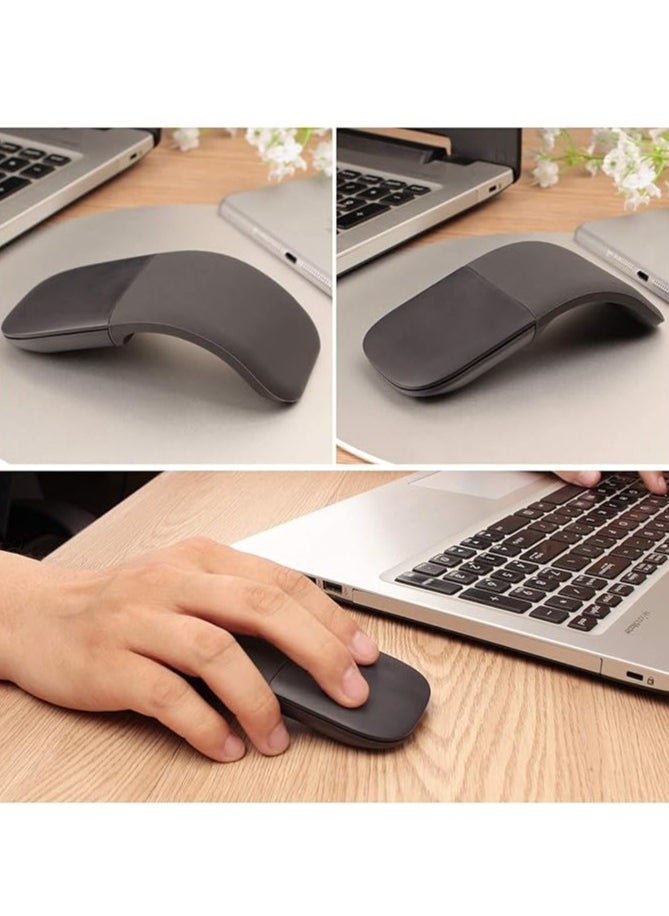Bluetooth Curved Touch Mouse, Portable Wireless Foldable Mouse, Without USB Nano Receiver, Ergonomic Mini Optical Computer Mouse for Laptop Tablet Smartphone