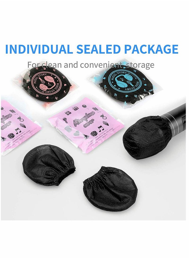 Disposable Microphone Covers Caps Windscreen and Pop Filters Mic Cover Individual Wrapped Package Sanitary for Mic Compatible with Shure U and O Karaoke Microphone Sanitary, 120 Pack, Black
