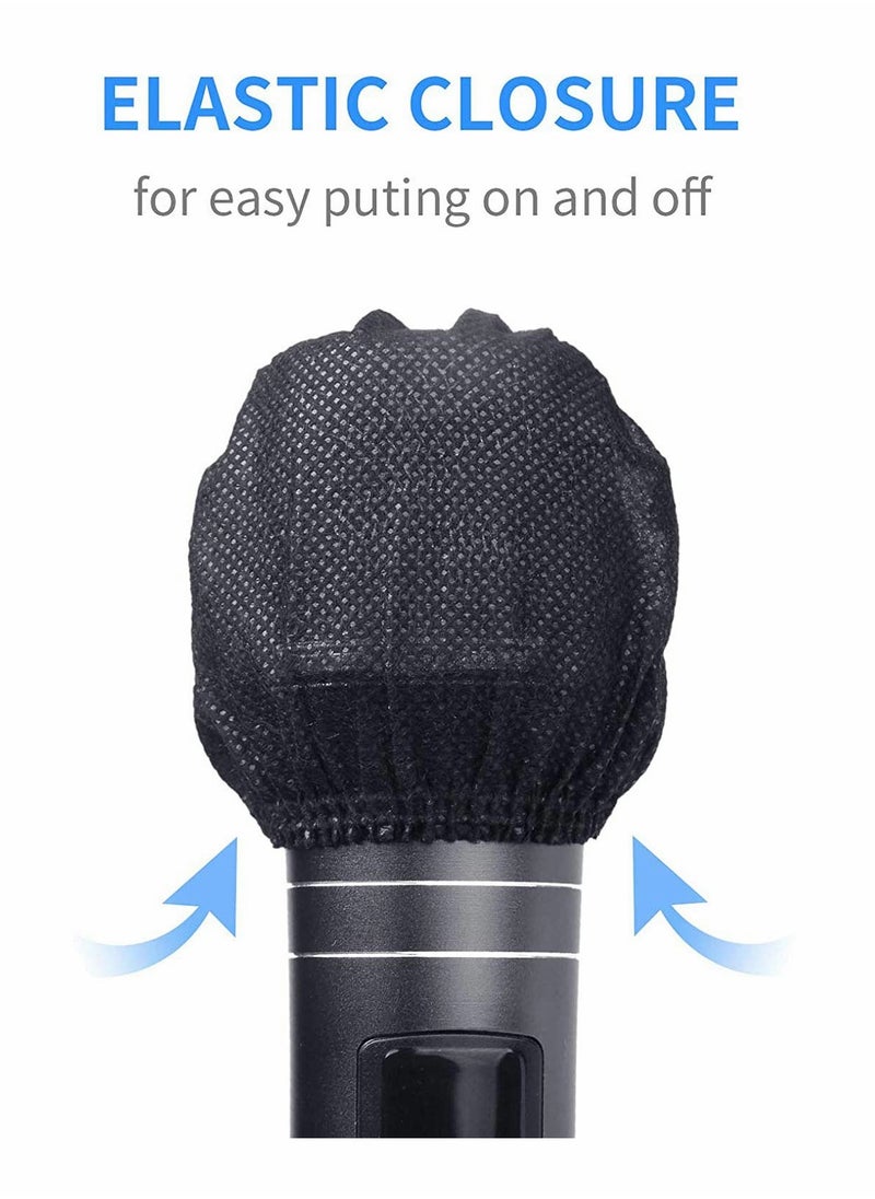 Disposable Microphone Covers Caps Windscreen and Pop Filters Mic Cover Individual Wrapped Package Sanitary for Mic Compatible with Shure U and O Karaoke Microphone Sanitary, 120 Pack, Black