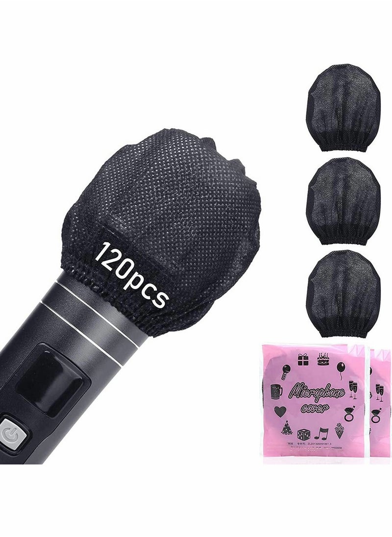 Disposable Microphone Covers Caps Windscreen and Pop Filters Mic Cover Individual Wrapped Package Sanitary for Mic Compatible with Shure U and O Karaoke Microphone Sanitary, 120 Pack, Black