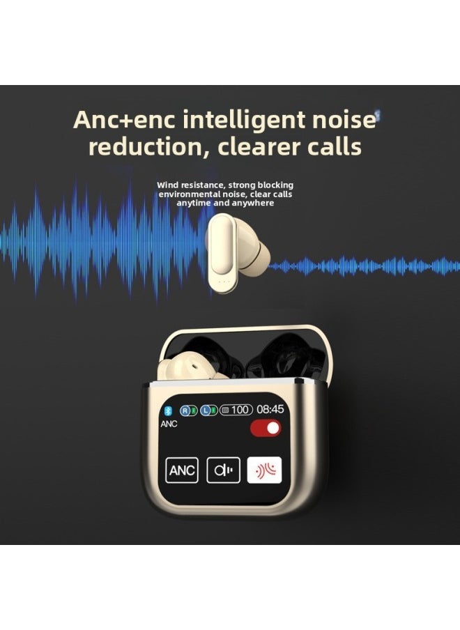 SE60 Color Screen Touch TWS Wireless Bluetooth Headset ANC Active Noise Reduction Long Endurance In-ear Headset-Color:Black