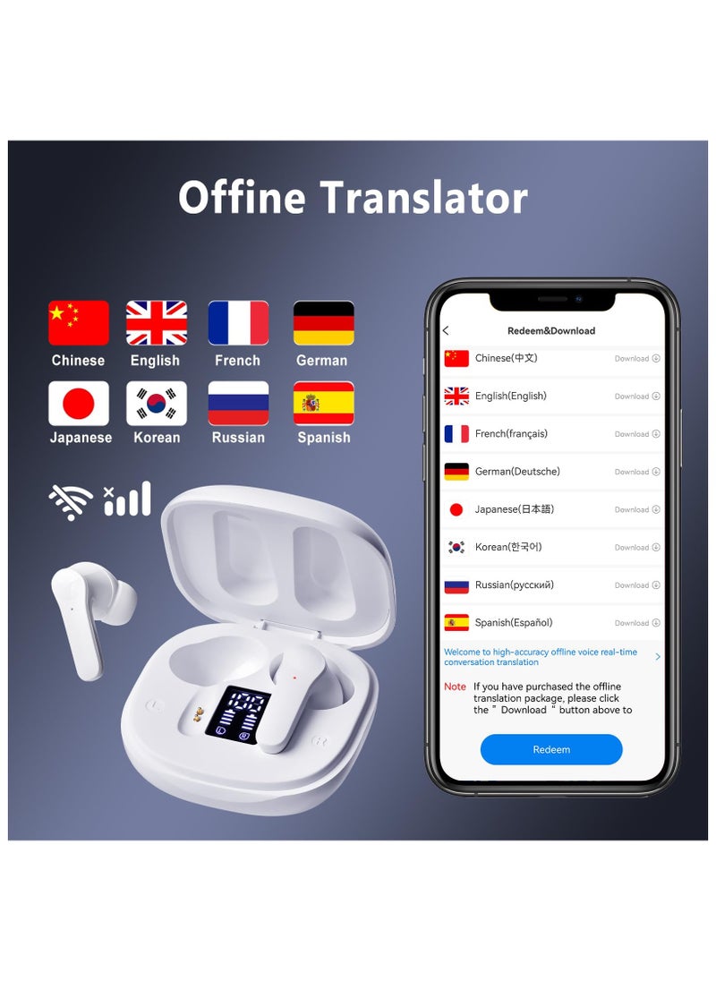 Translator Earbuds Language, Two-Way Language Translator Device with APP,Voice Translation Earbuds for 74 Languages & 70 Accents Online, Offline Translator,Translator Earbuds Fit for iOS & Android
