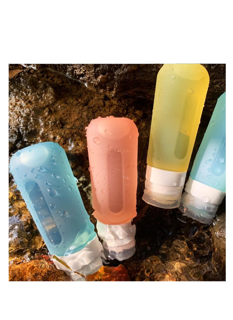 Translucent Travel Size Containers, Travel Size Toiletries, 3oz Bpa Free Leak Proof Squeezable Silicone Travel Bottles, Portable Travel Essentials For Shampoo Conditioner Lotion, with A Storage Bag