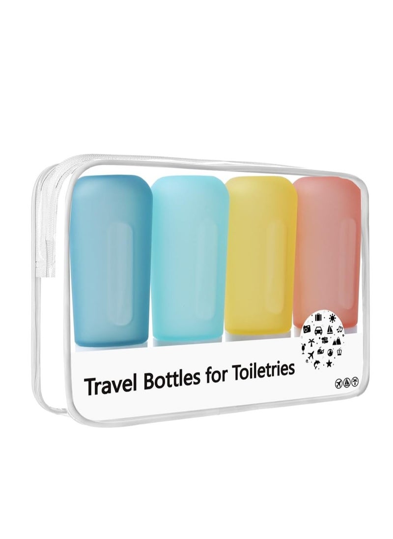 Translucent Travel Size Containers, Travel Size Toiletries, 3oz Bpa Free Leak Proof Squeezable Silicone Travel Bottles, Portable Travel Essentials For Shampoo Conditioner Lotion, with A Storage Bag