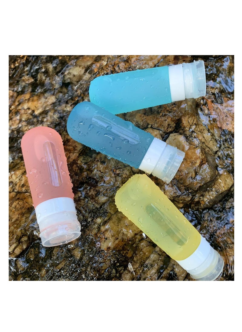 Translucent Travel Size Containers, Travel Size Toiletries, 3oz Bpa Free Leak Proof Squeezable Silicone Travel Bottles, Portable Travel Essentials For Shampoo Conditioner Lotion, with A Storage Bag
