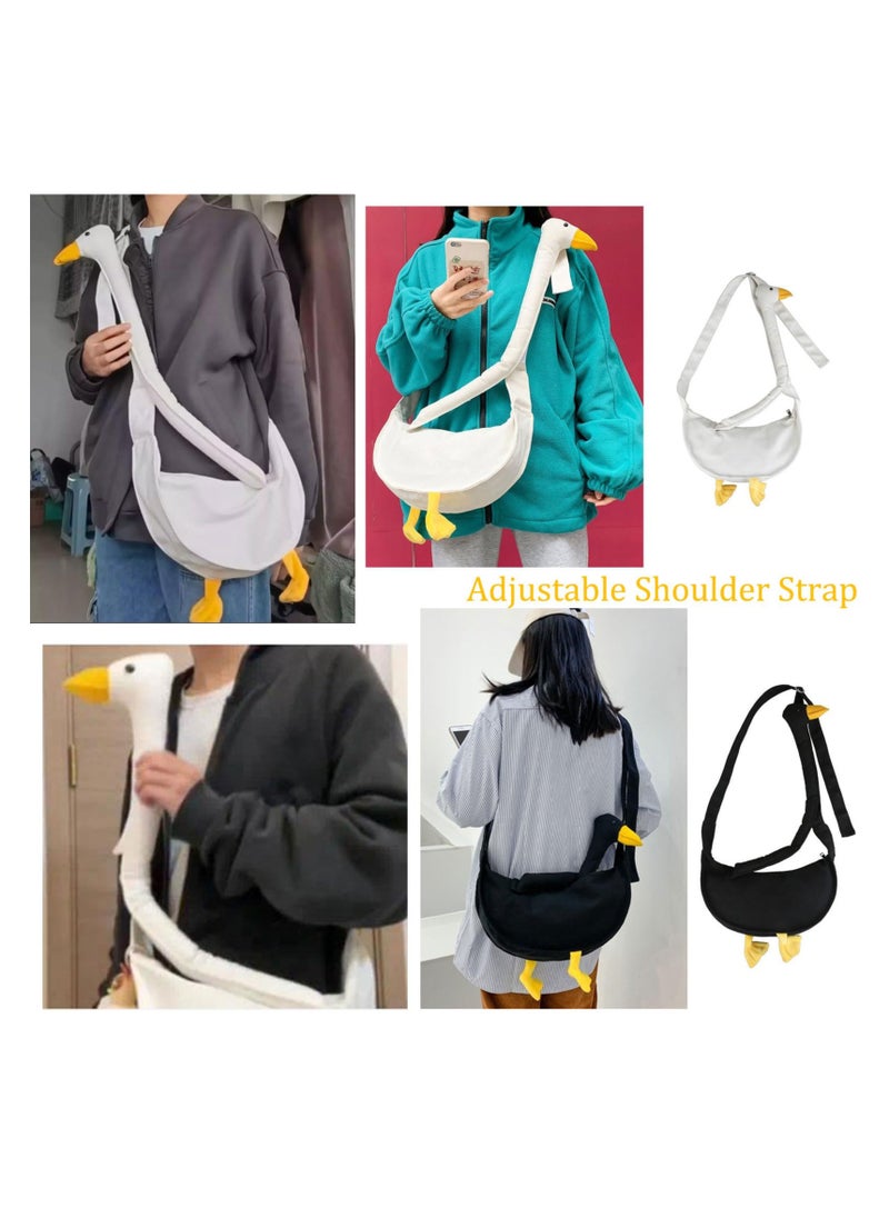 Silly Goose Bag, Kawaii Duck Purse, Unisex Funny Goose Canvas Shoulder Bag, Funny Novelty Goose Bag, Adjustable Extra Long Cartoon Goose Crossbody Bag, Goose Animal Bag for Women Gift