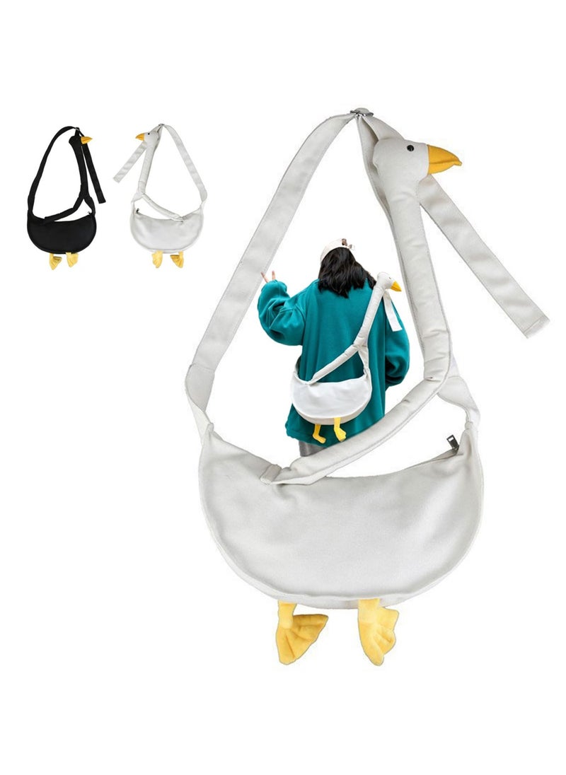 Silly Goose Bag, Kawaii Duck Purse, Unisex Funny Goose Canvas Shoulder Bag, Funny Novelty Goose Bag, Adjustable Extra Long Cartoon Goose Crossbody Bag, Goose Animal Bag for Women Gift