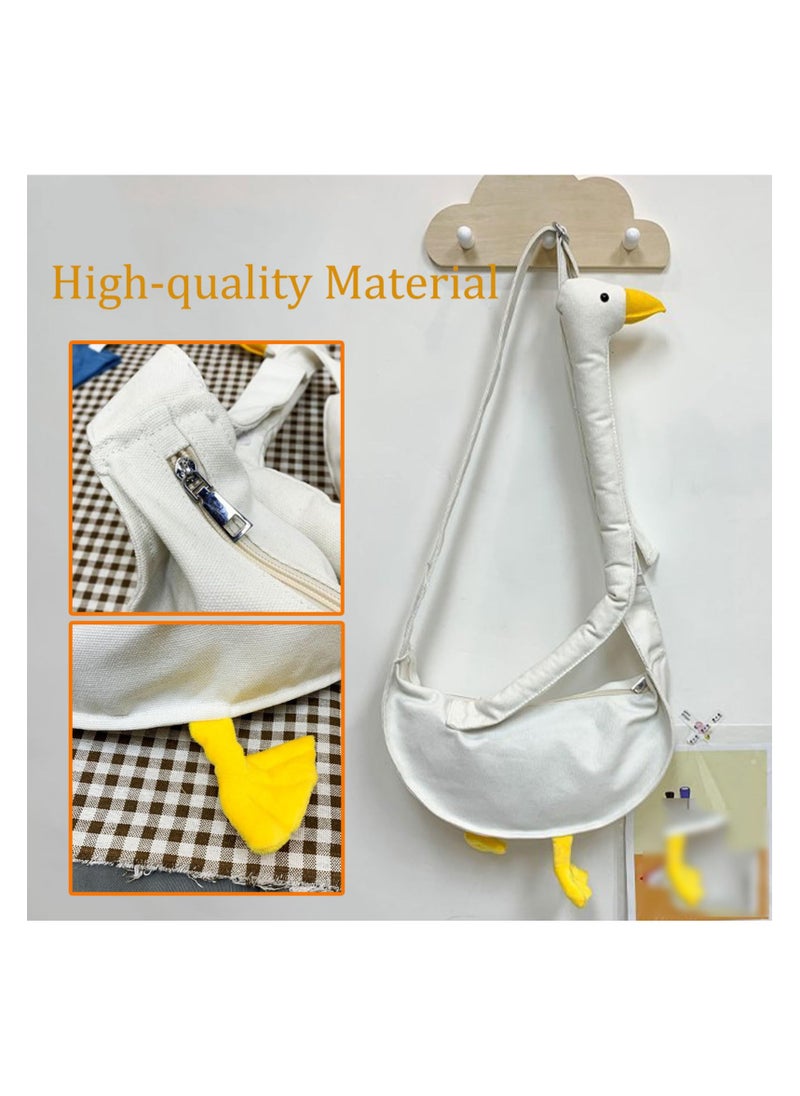 Silly Goose Bag, Kawaii Duck Purse, Unisex Funny Goose Canvas Shoulder Bag, Funny Novelty Goose Bag, Adjustable Extra Long Cartoon Goose Crossbody Bag, Goose Animal Bag for Women Gift