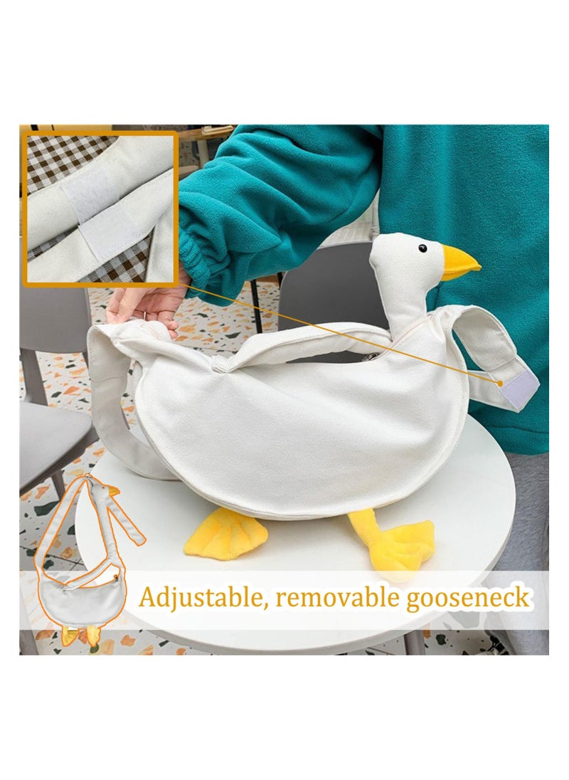 Silly Goose Bag, Kawaii Duck Purse, Unisex Funny Goose Canvas Shoulder Bag, Funny Novelty Goose Bag, Adjustable Extra Long Cartoon Goose Crossbody Bag, Goose Animal Bag for Women Gift