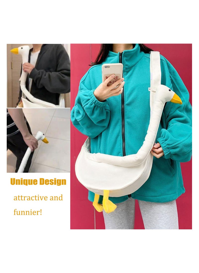 Silly Goose Bag, Kawaii Duck Purse, Unisex Funny Goose Canvas Shoulder Bag, Funny Novelty Goose Bag, Adjustable Extra Long Cartoon Goose Crossbody Bag, Goose Animal Bag for Women Gift