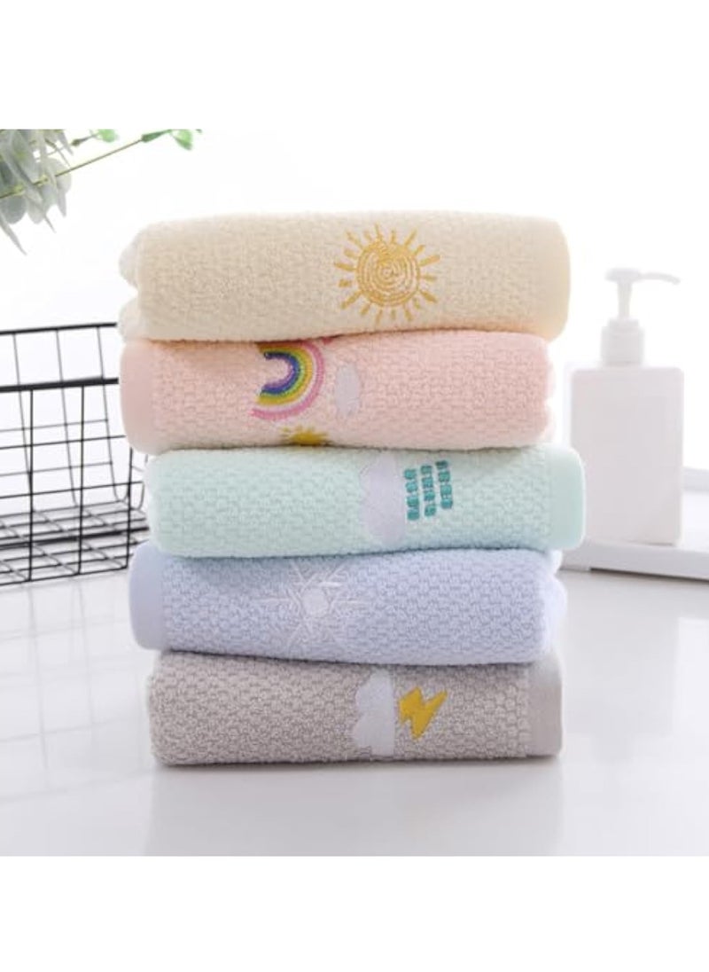 5Pcs Children's Facial Towel, Soft Kids Face Towels Cotton, Face Cloth Wash Set, Multicolor Kids Washcloth Towels, Cotton Super Absorbent Quick Drying Soft Towel Cloth, Baby Face Washer Hand Towels