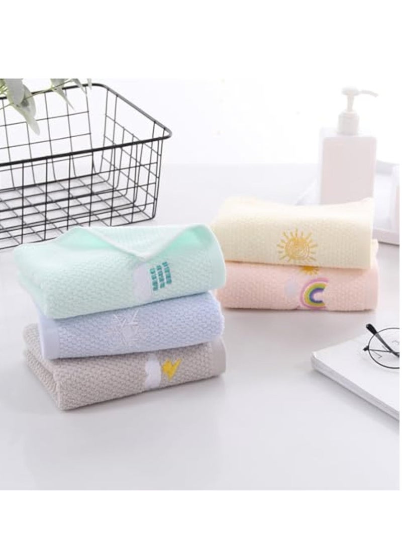 5Pcs Children's Facial Towel, Soft Kids Face Towels Cotton, Face Cloth Wash Set, Multicolor Kids Washcloth Towels, Cotton Super Absorbent Quick Drying Soft Towel Cloth, Baby Face Washer Hand Towels