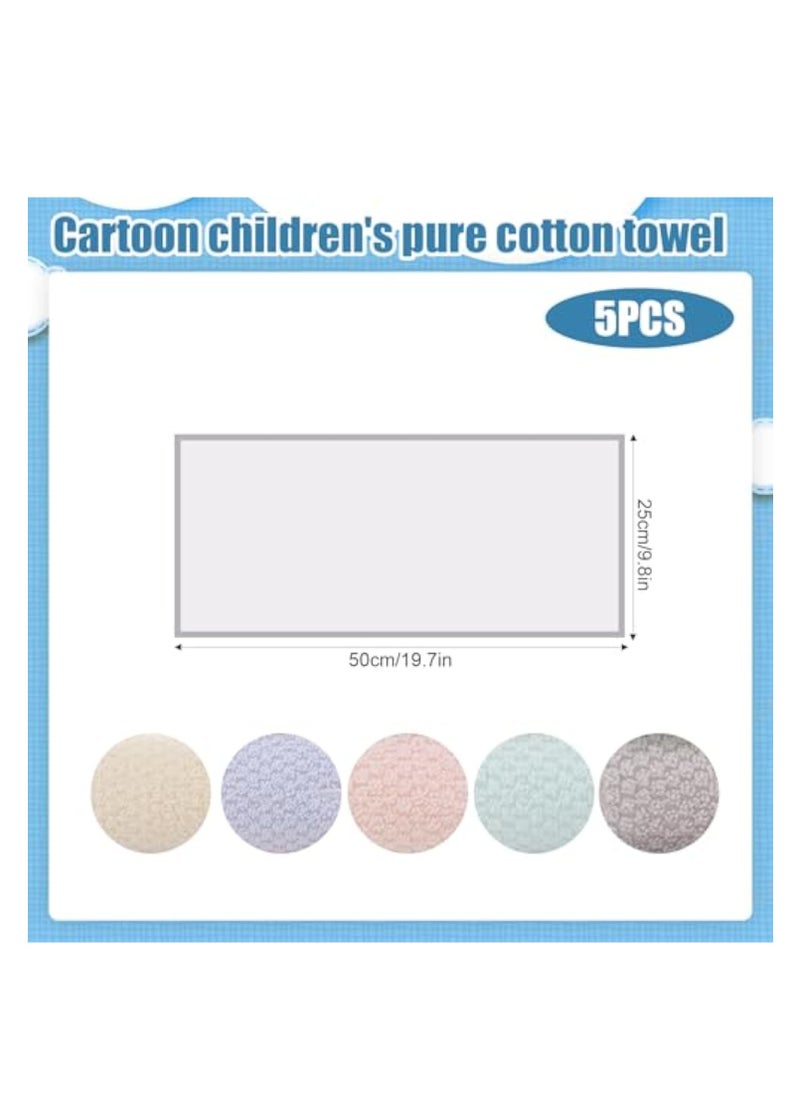 5Pcs Children's Facial Towel, Soft Kids Face Towels Cotton, Face Cloth Wash Set, Multicolor Kids Washcloth Towels, Cotton Super Absorbent Quick Drying Soft Towel Cloth, Baby Face Washer Hand Towels