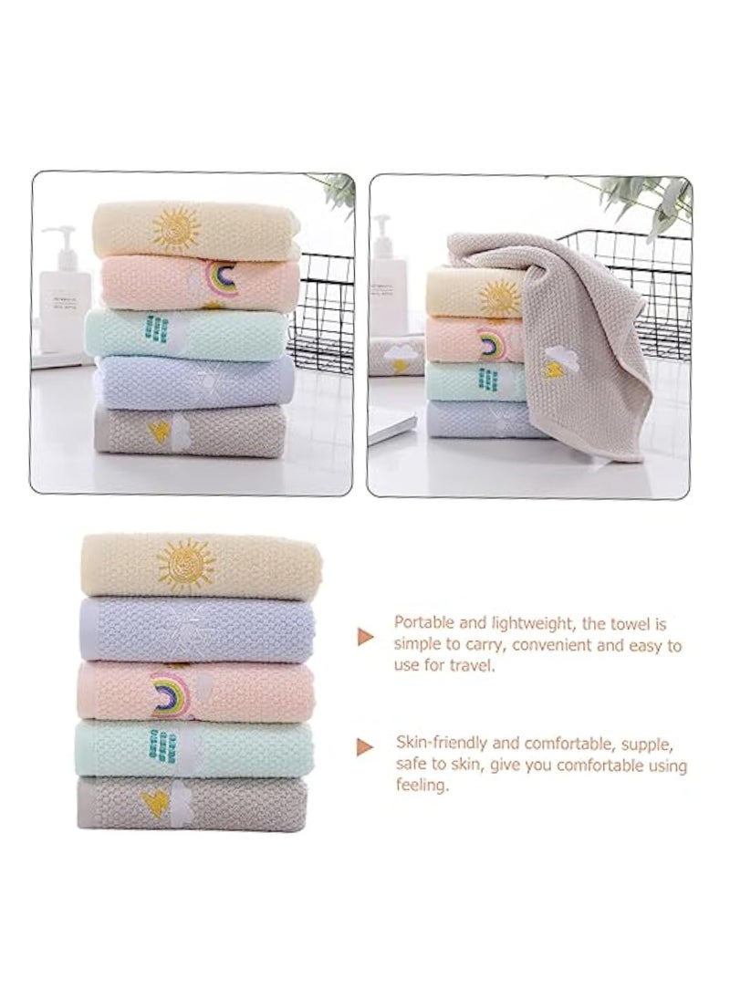 5Pcs Children's Facial Towel, Soft Kids Face Towels Cotton, Face Cloth Wash Set, Multicolor Kids Washcloth Towels, Cotton Super Absorbent Quick Drying Soft Towel Cloth, Baby Face Washer Hand Towels