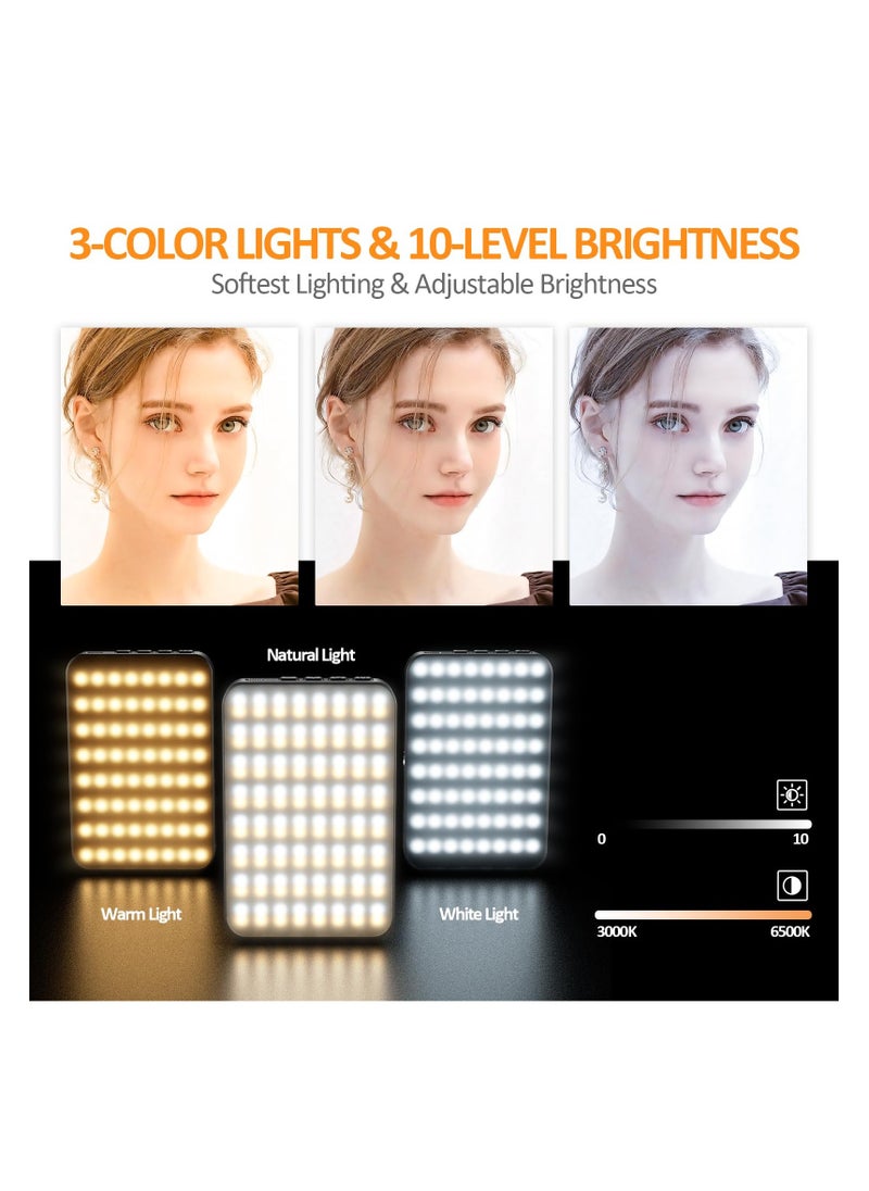 Rechargeable Magnetic Phone Selfie Light, 128 LED Fill Light with Phone Clip & Cold Shoe, Adjusted 3 Light Modes for Magsafe Phone Selfies, Laptop, iPad, TikTok, Video Vlog, Makeup, Live Streaming