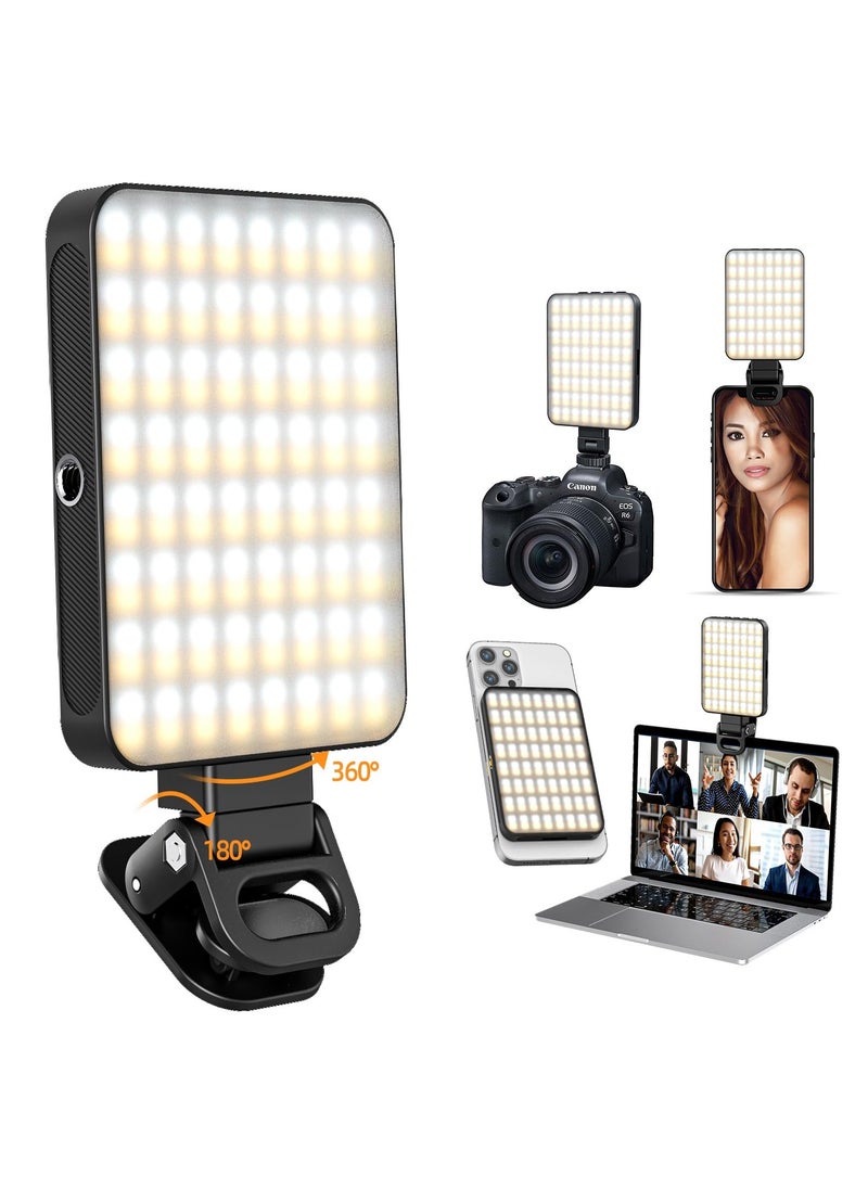 Rechargeable Magnetic Phone Selfie Light, 128 LED Fill Light with Phone Clip & Cold Shoe, Adjusted 3 Light Modes for Magsafe Phone Selfies, Laptop, iPad, TikTok, Video Vlog, Makeup, Live Streaming