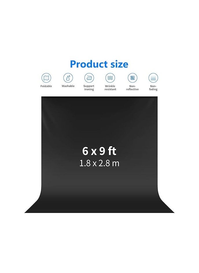 NEEWER 6x9 feet/1.8x2.8m Photo Studio 100% Pure Polyester Collapsible Backdrop Background for Photography, Video and Television (Backdrop Only) - Black