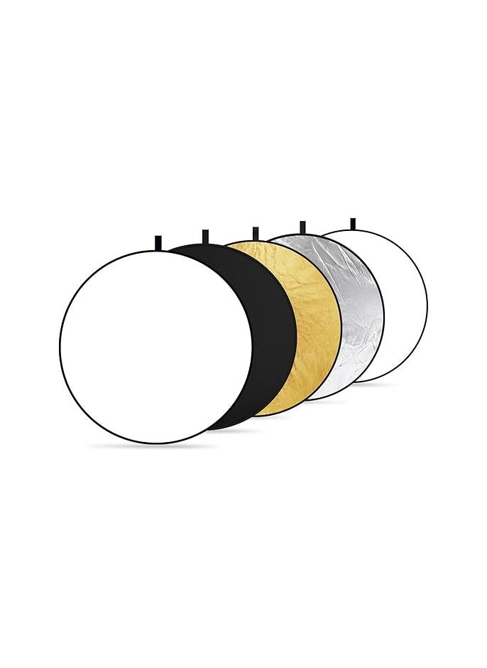 NEEWER 32 Inch/80 Centimeter Light Reflector Light Diffuser 5 in 1 Collapsible Multi Disc with Bag - Translucent, Silver, Gold, White, and Black for Studio Photography Lighting and Outdoor Lighting