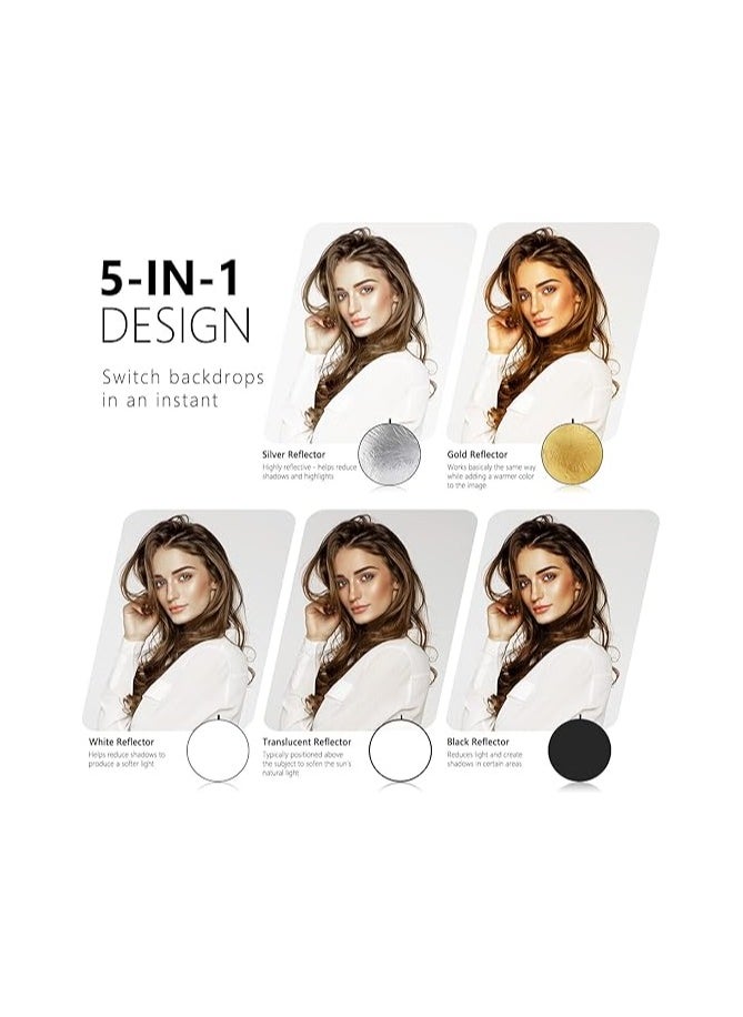 NEEWER 32 Inch/80 Centimeter Light Reflector Light Diffuser 5 in 1 Collapsible Multi Disc with Bag - Translucent, Silver, Gold, White, and Black for Studio Photography Lighting and Outdoor Lighting