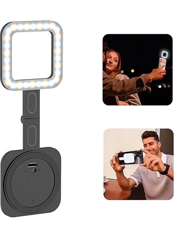 Magnetic LED light for mobile phones, portable selfie light for iPhone with 6 lighting modes, pocket phone fill light for recording