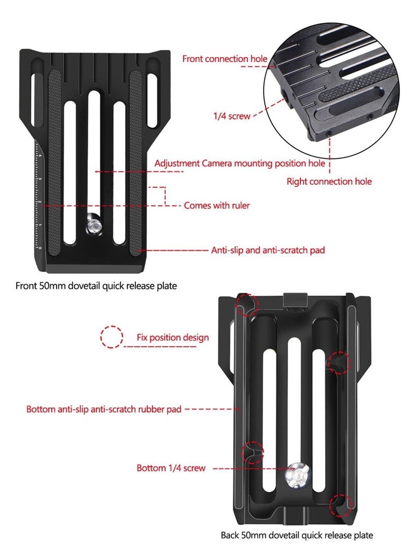 SLR Vertical Fast Mounting Board - Black Professional L-Type Mount Bracket for ZHIYUN WEEBILL, RSC2, RS2, and DJI Ronin Series. Fast Loading Design for Enhanced Stability.